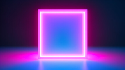 Glowing neon square frame