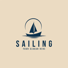 Fototapeta na wymiar sailing boat logo vintage design template vector illustration design
