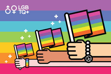 LGBTQ pride month banner vector illustration art rainbow flag