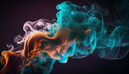 Obraz premium Colorful smoke on black, Abstract colorful smoke wallpaper background, Generative AI