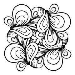 Vector abstract black and white floral motif