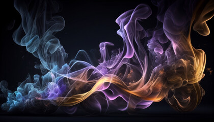 Fototapeta premium Colorful smoke on black, Abstract colorful smoke wallpaper background, Generative AI