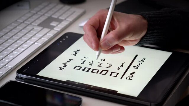 checklist displayed on tablet screen