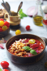 Spanish traditional tomato soup salmorejo