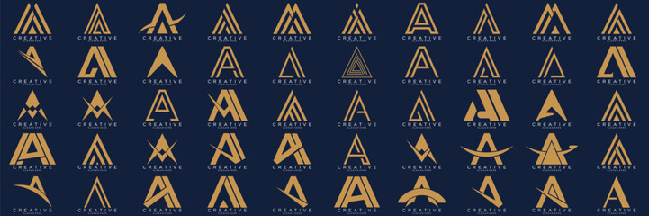 Mega logo collection, Abstract letter A logo design. icons for business