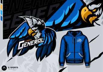 Eagle fierce blue esports mascot logo