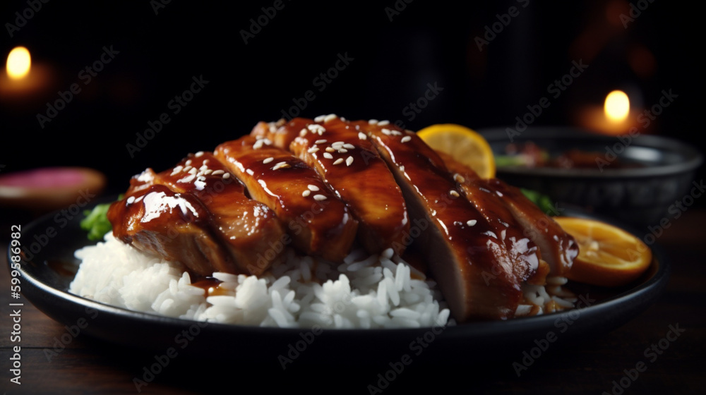 Poster chicken teriyaki with grilled chicken generative ai