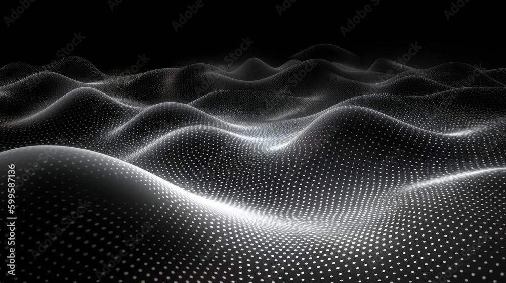 Wall mural dot white gray wave light technology text. ai generated.