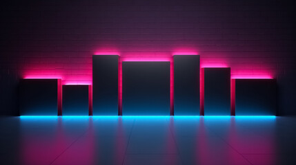 Minimalist podiums with neon lights