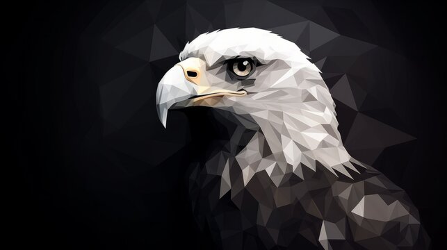 Eagle black and white in polygonal style. AI generated.