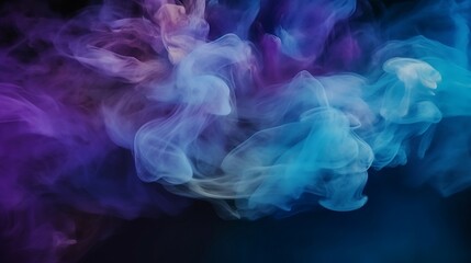 Mist color smoke texture. Mysterious water storm sky paint mix. Purple and blue glowing fog wave cloud. Abstract art background. Created using generative AI.