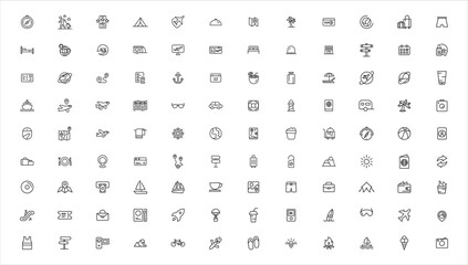 Travel icons set. Tourism simple icon collection