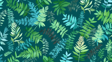 Naklejka na ściany i meble Abstract colourful Leaves background pattern - Illustration , Textile, Plant, Leaf, Wallpaper, Created using generative AI tools