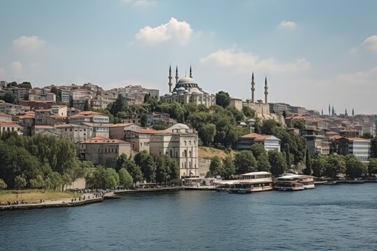 beautiful views of istanbul mosque AI