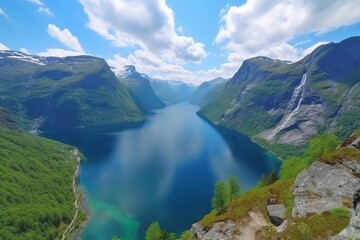 beautiful views of the fjords of norway AI