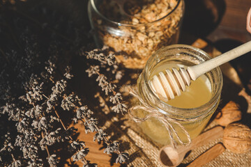 Sweet honey and lavender, good morning concept