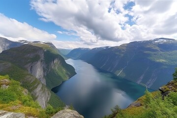 Naklejka na ściany i meble beautiful views of the fjords of norway AI