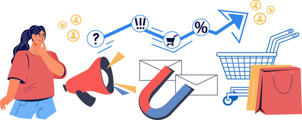 Consumer behavior research concept with customer spending money on shopping. Customers research, purchasing habits and marketing analysis.