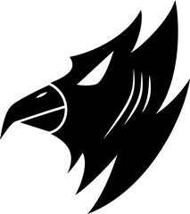 abstract eagle head illustration. silhouette, simple, minimal, creative concept. used for logos, icons, symbols or mascots. PNG background