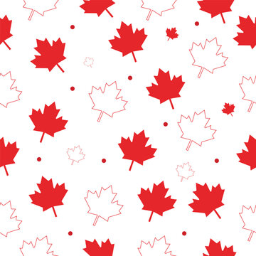 Canada Day pattern. Canadian maple leaves. Vector graphics