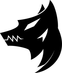 head wolf. silhouette, simple, minimal, creative concept. used for logos, icons, symbols, mascots. PNG background