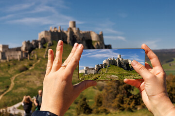 Medieval castle adventures: captured via smartphone. travel photography. © 9parusnikov