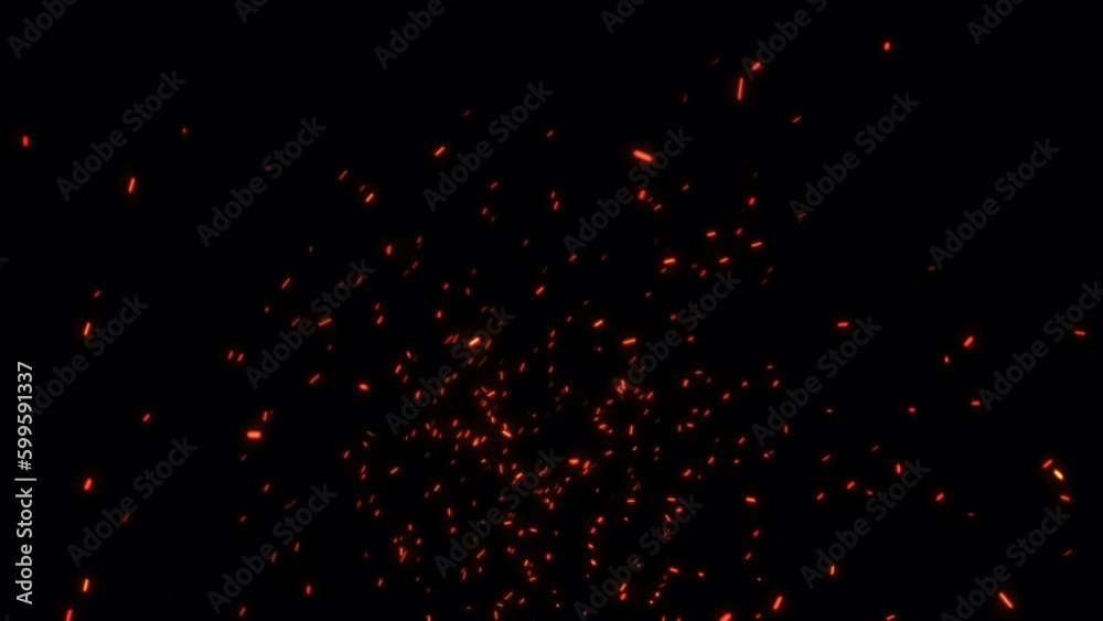Wall mural loop glow fire particles sparks rising up with transparent alpha channel can be used for overlay for