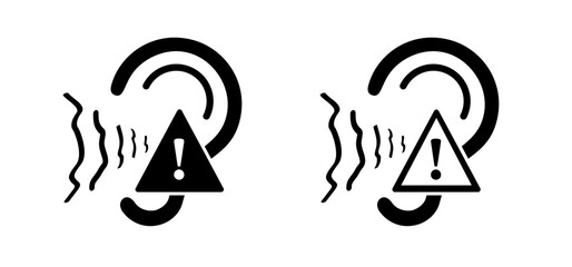 Tinnitus. Ringing in the ears. Vector line pattern. Unbearable ringing in ears. Concept of diseases of hearing organs or neurology problems. Deafness, limited hearing. Ear hearing loss Deaf icon.