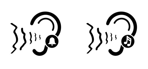 Tinnitus. Ringing in the ears. Vector line pattern. Unbearable ringing in ears. Concept of diseases of hearing organs or neurology problems. Deafness, limited hearing. Ear hearing loss Deaf icon.