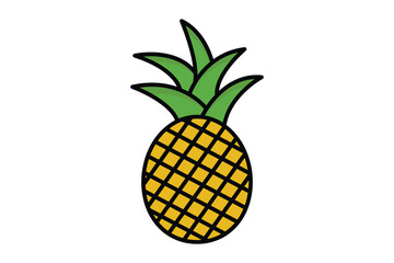 Pineapple icon illustration. icon related to fruits. Lineal color icon style, flat line. Simple vector design editable