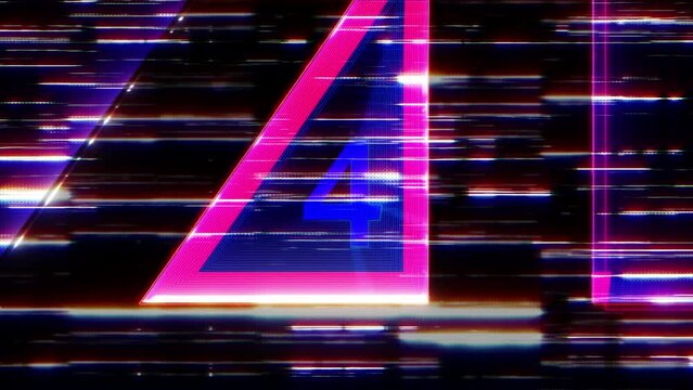 Five seconds Countdown Timer with glitch noise effect animation abstract background.  Five to zero count down art effect counting timer abstract background.