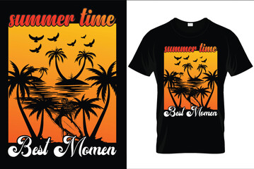 Summer california Ocean side stylish t-shirt trendy design with palm trees silhouettes, typography, print, vector illustration.