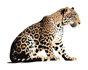 Realisctic leopard side profile illustration on png isolated background created with Generative AI technology