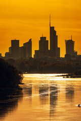 Warsaw from long distance skyline