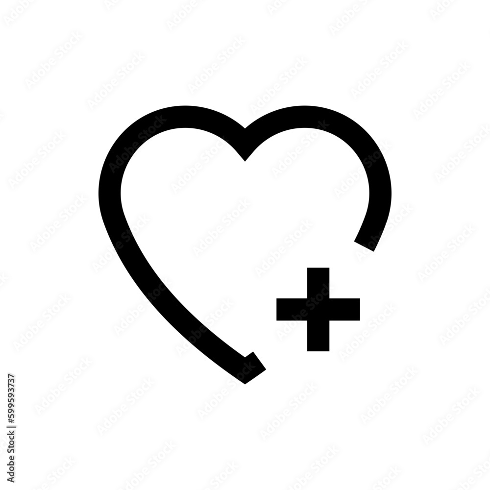 Poster add to favorite icon heart plus symbol. save to favorites icon bookmark symbol . line outline