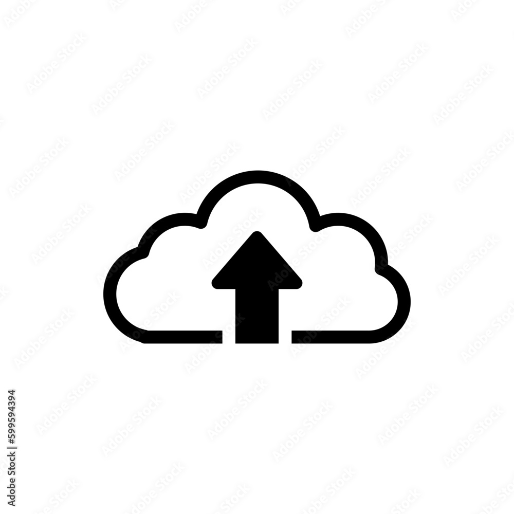 Poster upload icon vector. cloud storage with arrow up icon sign . line outline