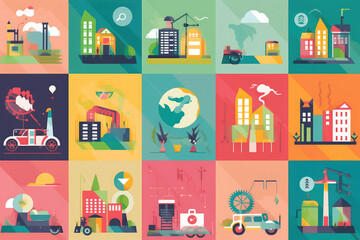 Various industry concept Business network Sustainable