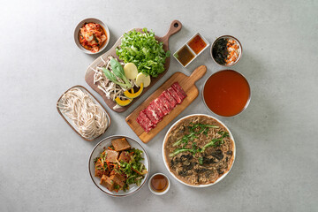 Shabu with dumplings Korean food dish Seasoned Acorn Jelly Salad Acorn Pancake Assorted Mushroom Pancakes Mushroom Dumpling