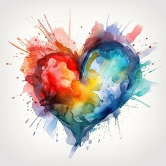 watercolor heart Concept love relationship, generative AI