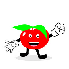 apple cartoon illustration. cherry cartoon illustration