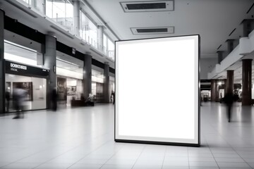 Empty blank white mockup signboard with copy space area for public shopping center mall or business center advertisement board