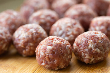 raw beef meat balls with rice