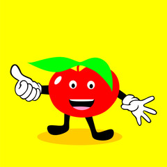 apple cartoon illustration. cherry cartoon illustration