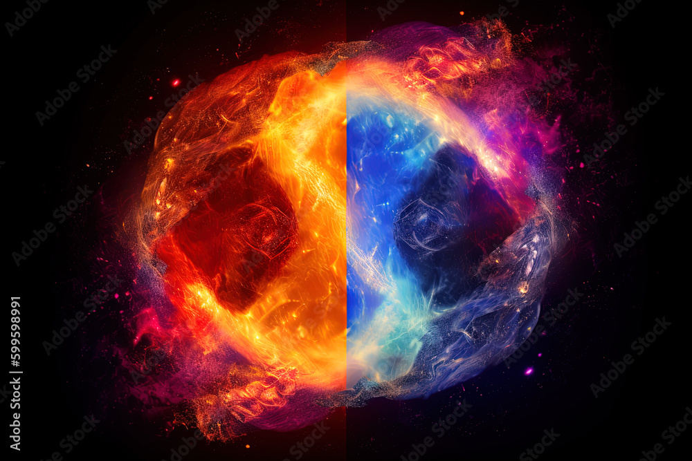 Canvas Prints yin-yang in cosmos, concept of universe, esoteric and spirituality shape in space. generative ai.