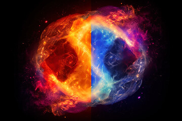 Obraz premium Yin-yang in cosmos, concept of universe, esoteric and spirituality shape in space. Generative AI.