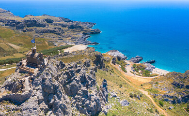Fototapeta na wymiar Damnoni beaches in Crete island, Greece near famous resort of Plakias
