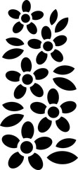 Flat black flower design. PNG with transparent background.