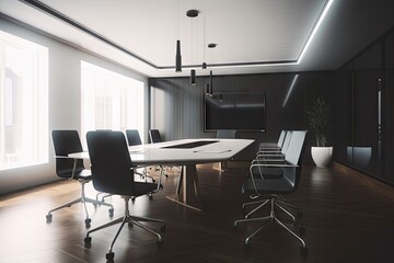Fototapeta na wymiar modern meeting room with sleek furniture and minimalistic design, created with generative ai