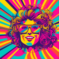 cartoon hippie 70s seamless miami vibe pop art deco illustration