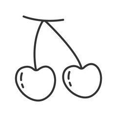 cherry fruit icon line illustration